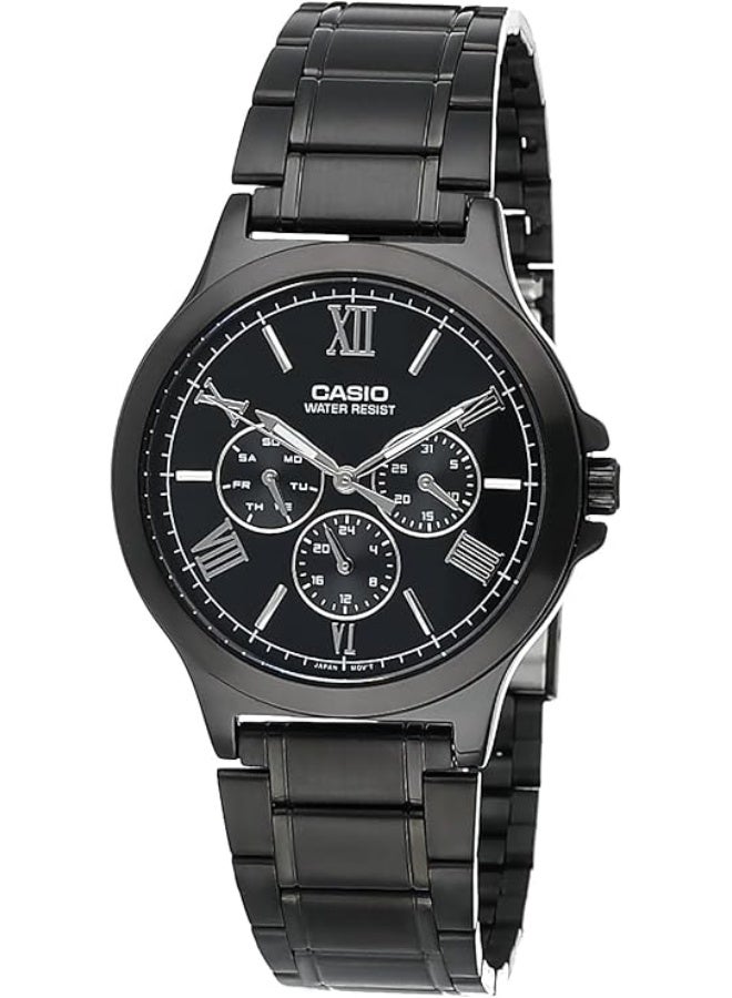 Analog Round Waterproof Wrist Watch With Stainless Steel MTP-V300B-1AUDF